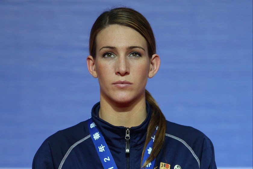 QINHUANGDAO, CHINA - MAY 19: Bronze medalist Mikaela Joslin Mayer of the United States attends the award ceremony of the Women's 64kg Final during the AIBA Women's World Boxing Championships on May 19, 2012 in Qinhuangdao, China. (Photo by Feng Li/Getty Images)