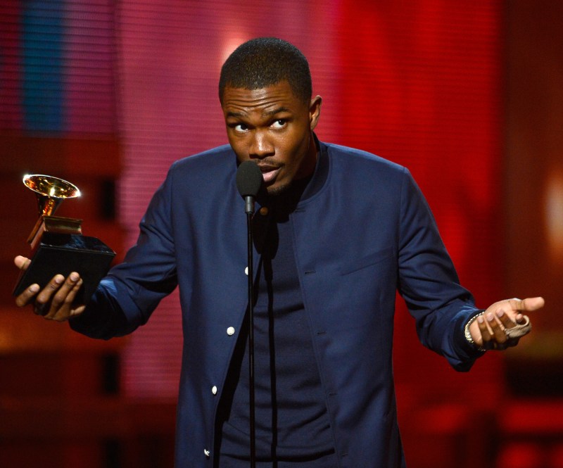 LOS ANGELES, CA - FEBRUARY 10: Singer Frank Ocean accepts Best Urban Contemporary Album award for "Channel Orange" onstage at the 55th Annual GRAMMY Awards at Staples Center on February 10, 2013 in Los Angeles, California. (Photo by Kevork Djansezian/Getty Images)