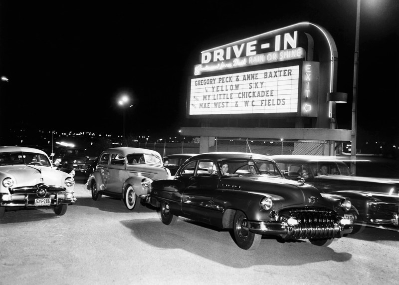 Cars at a Drive-In Theater | Location: Whitestone, Queens, New York, New York, USA.