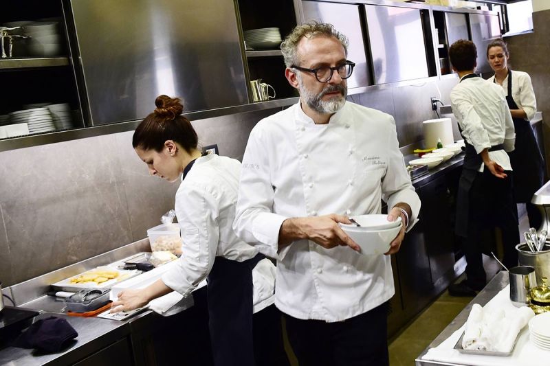 Italian chef Massimo Bottura working in the kitchen of his restaurant "Osteria Francescana" in Modena. (Giuseppe Cacace/AFP/Getty Images)