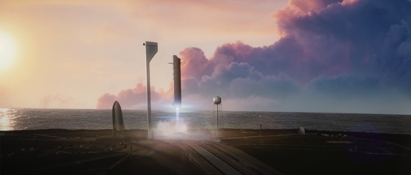 Concept rendering showing the launch of the ITS (Space X)