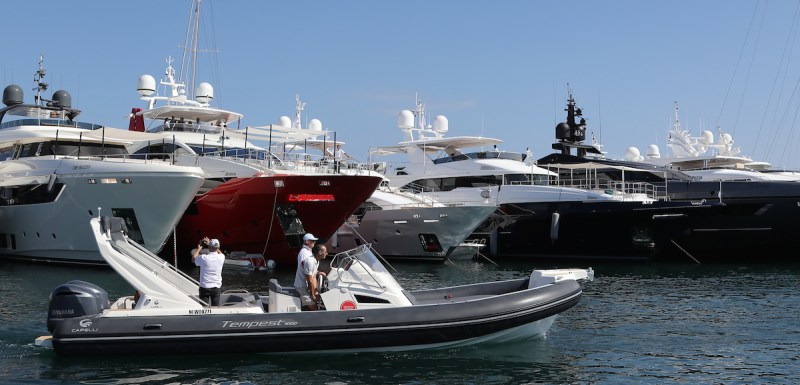 People visit the "Yachting Festival", a yearly yachting event which gathers 500 exhibitors on September 6, 2016 in Cannes, southeastern France. / AFP / VALERY HACHE (Photo credit should read VALERY HACHE/AFP/Getty Images)