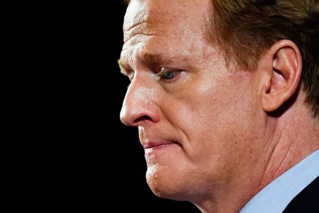 National Football League commissioner Roger Goodell speaks during a press conference on September 19, 2014 inside the New York Hilton Midtown in New York City. Goodell took the time to address personal conduct issues in the NFL.  (Alex Goodlett/Getty Images)