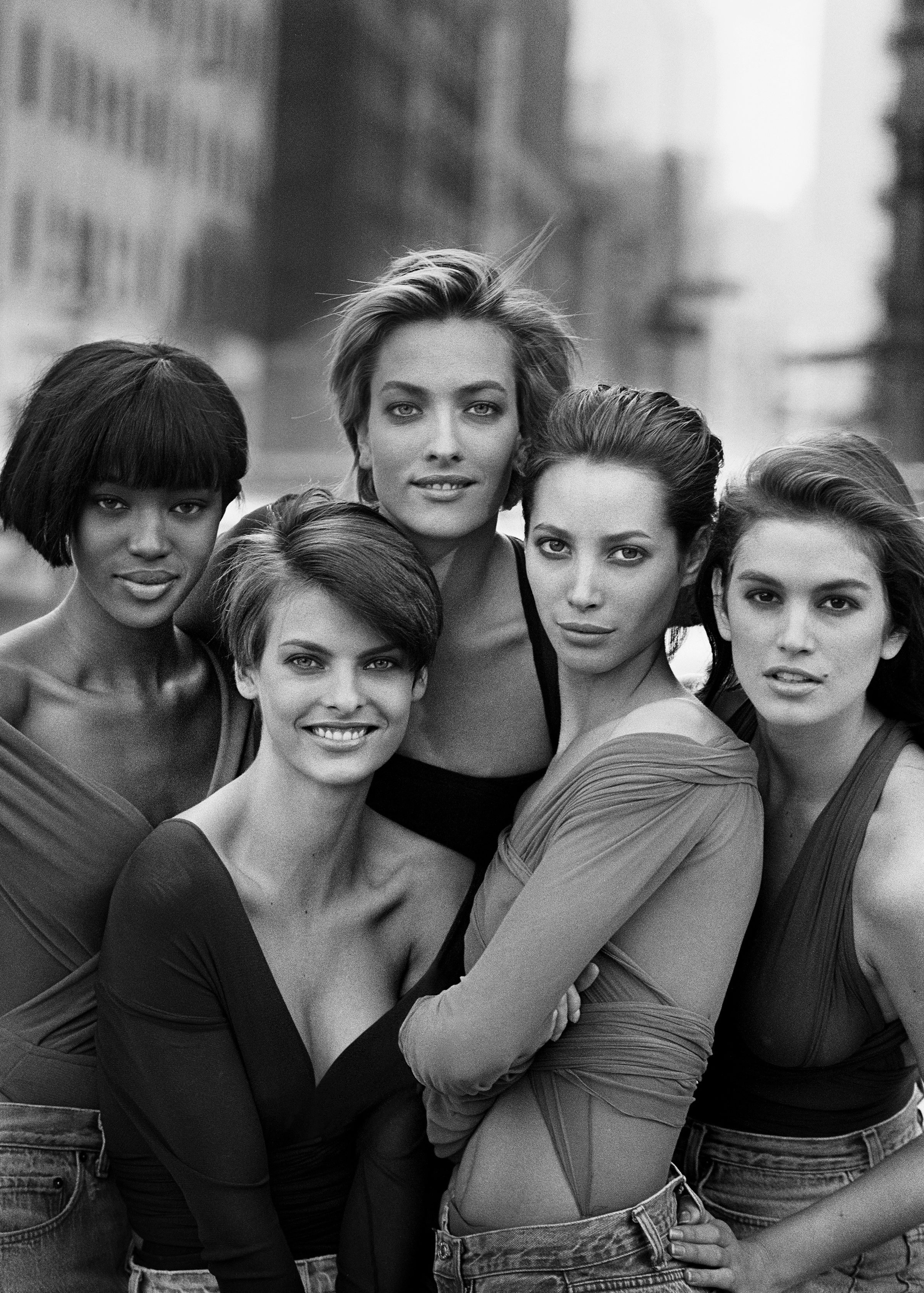 Naomi Campbell, Linda Evangelista, Tatjana Patitz, Christy Turlington & Cindy Crawford, New York, 1990  (Courtesy of Peter Lindbergh, Paris / Gagosian Gallery)