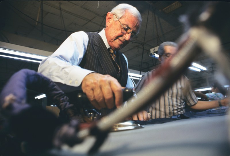 Martin Greenfield, tailor for Bill Clinton and Colin Powell, in his Brooklyn shop. (Photo by mark peterson/Corbis via Getty Images)