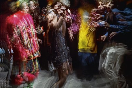 Hollywood Acid Test, February 25, 1966. The psychedelic movement was the invention of the acid test events, where live music, movies, “audioptics,” and the “stroboscopic ballet machine” were standard features. The costumed revelers dancing into the small hours of the night endures as one of Schiller’s most iconic images from his coverage of the LSD scene and was featured on the cover of the Capitol Records LP of the same name and year.  (Lawrence Schiller/Polaris Communications Inc.)