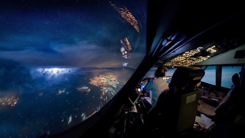 An incredible view of Thunderstorms light up the insides of clouds near a beautiful sky line. (Christiaan van Heijst Daan Krans/Caters News)