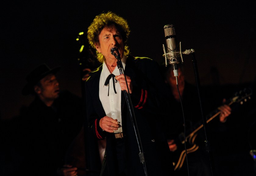 Musical guest Bob Dylan performs on the Late Show with David Letterman, Tuesday May 19, 2015 on the CBS Television Network. (Jeffrey R. Staab/CBS via Getty Images)