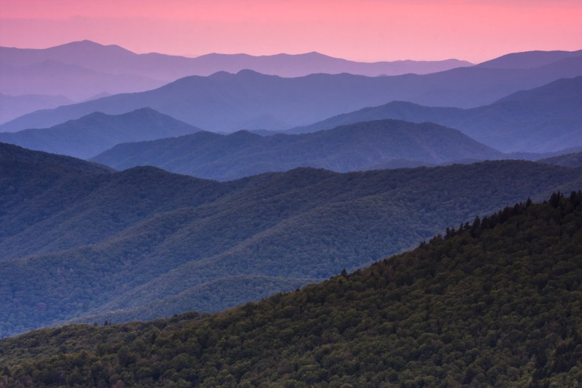 The Great Smoky Mountains in Tennessee at dusk. (Mint Images/Getty Images)