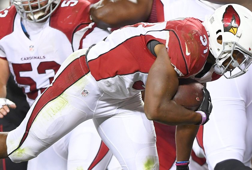 David Johnson #31 of the Arizona Cardinals dives into the endzone for a touchdown against the San Francisco 49ers during their NFL game at Levi's Stadium on October 6, 2016 in Santa Clara, California. (Thearon W. Henderson/Getty Images)