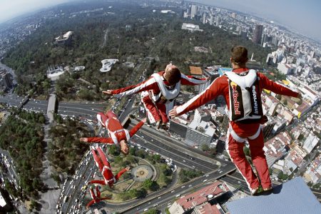 Multiple exposure image of Felix Baumgartner jumping off Torre Mayor in Mexico City in 2006 (Alfredo Martinez/Red Bull Content Pool)