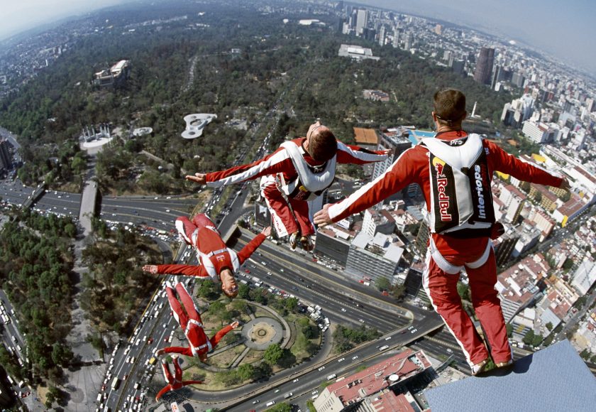 Multiple exposure image of Felix Baumgartner jumping off Torre Mayor in Mexico City in 2006 (Alfredo Martinez/Red Bull Content Pool)