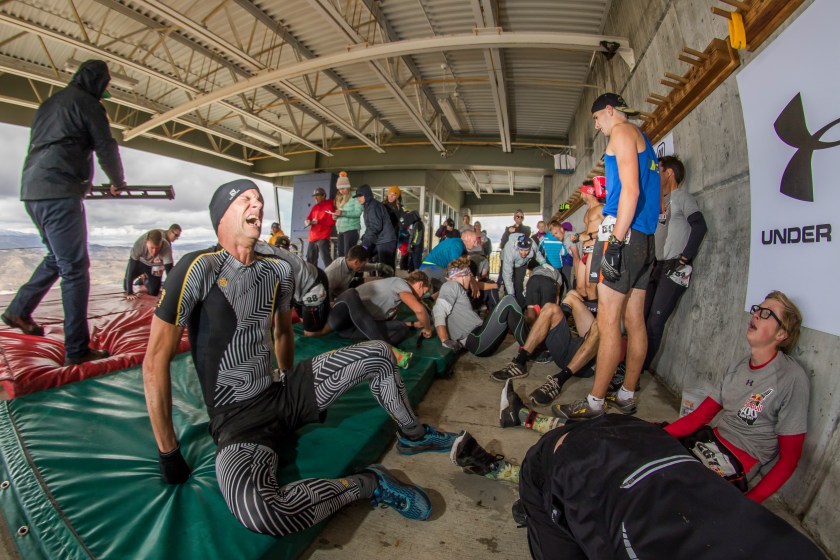 Competitors gasp for breath at the summit at Red Bull 400, in Park City, UT, USA on 24 September, 2016. (David Martínez Moreno / Red Bull Content Pool)