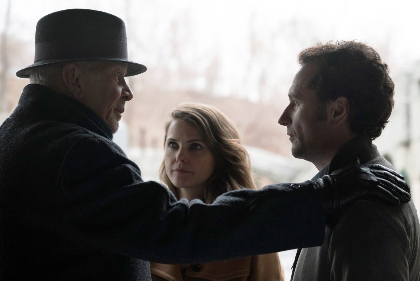 Frank Langella as Gabriel, Keri Russell as Elizabeth Jennings, Matthew Rhys as Philip Jennings in "The Americans" (Ali Goldstein/FX)