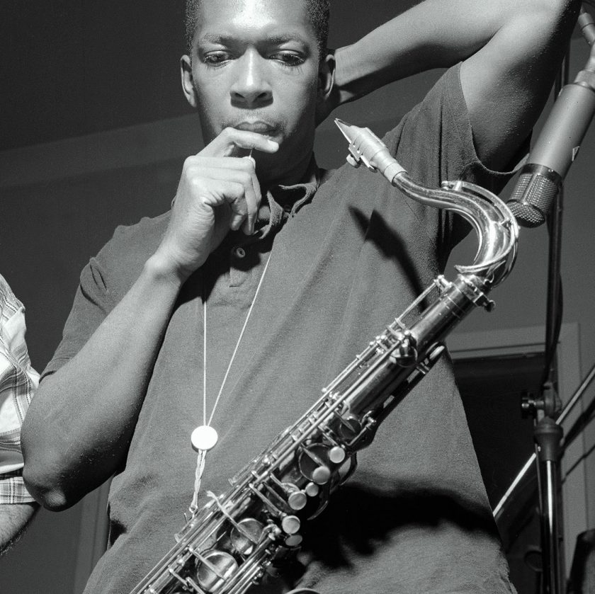 Photographed by Francis Wolff, John Coltrane at his “Blue Train” session on September 15, 1957 (Aperture, 2016)