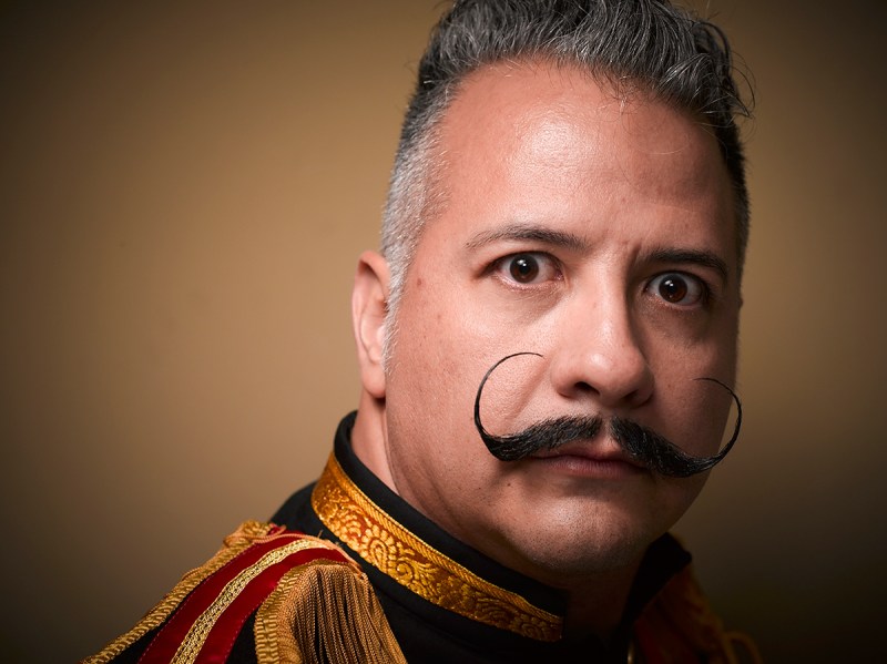 PIC BY GREG ANDERSON / CATERS NEWS - (PICTURED: A contestant with a moustache curled on the ends to look like artist Salvador Dali. ) - Gents from around the world descended on Nashville earlier this month fighting for the title of best beard in the National Beard and Moustache Championship. The annual competition covers 17 categories in which the men can compete, ranging from freestyle, to natural, to facial hair inspired by icons such as Dali and the Musketeers. With the competition as stiff as the waxed moustaches, competitors had to go beard to beard to decide whose facial fuzz was the most fan-TASH-tic. Competitors were judged on their overall appearance, style and personality, with judges also considering originality and creativity in the freestyle categories. Contestants certainly rose to the challenge with perfectly curled beards and also more outrageous statement styles, such as a Tim Burton themed beard, and a beard styled to look like a beak. - SEE CATERS COPY