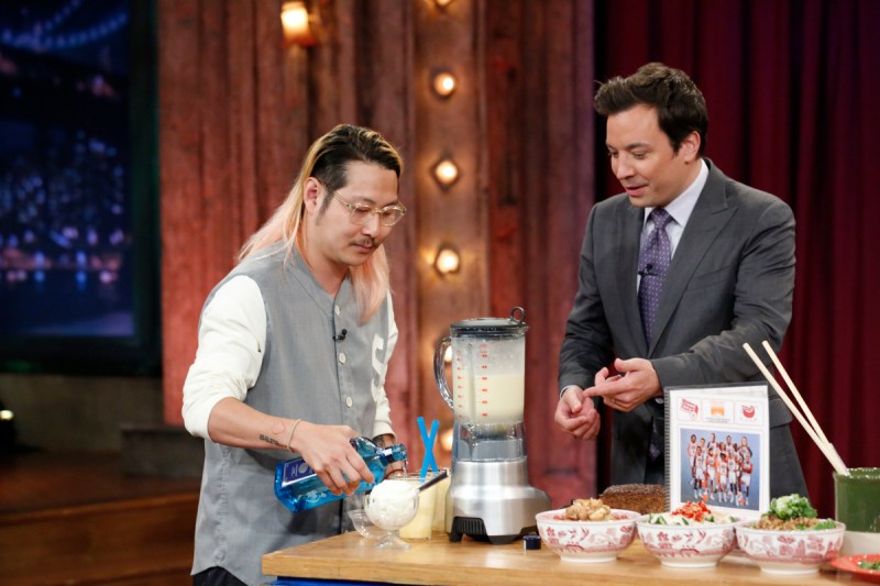 Chef Danny Bowien with host Jimmy Fallon during a demo -- (Lloyd Bishop/NBC/NBCU Photo Bank)