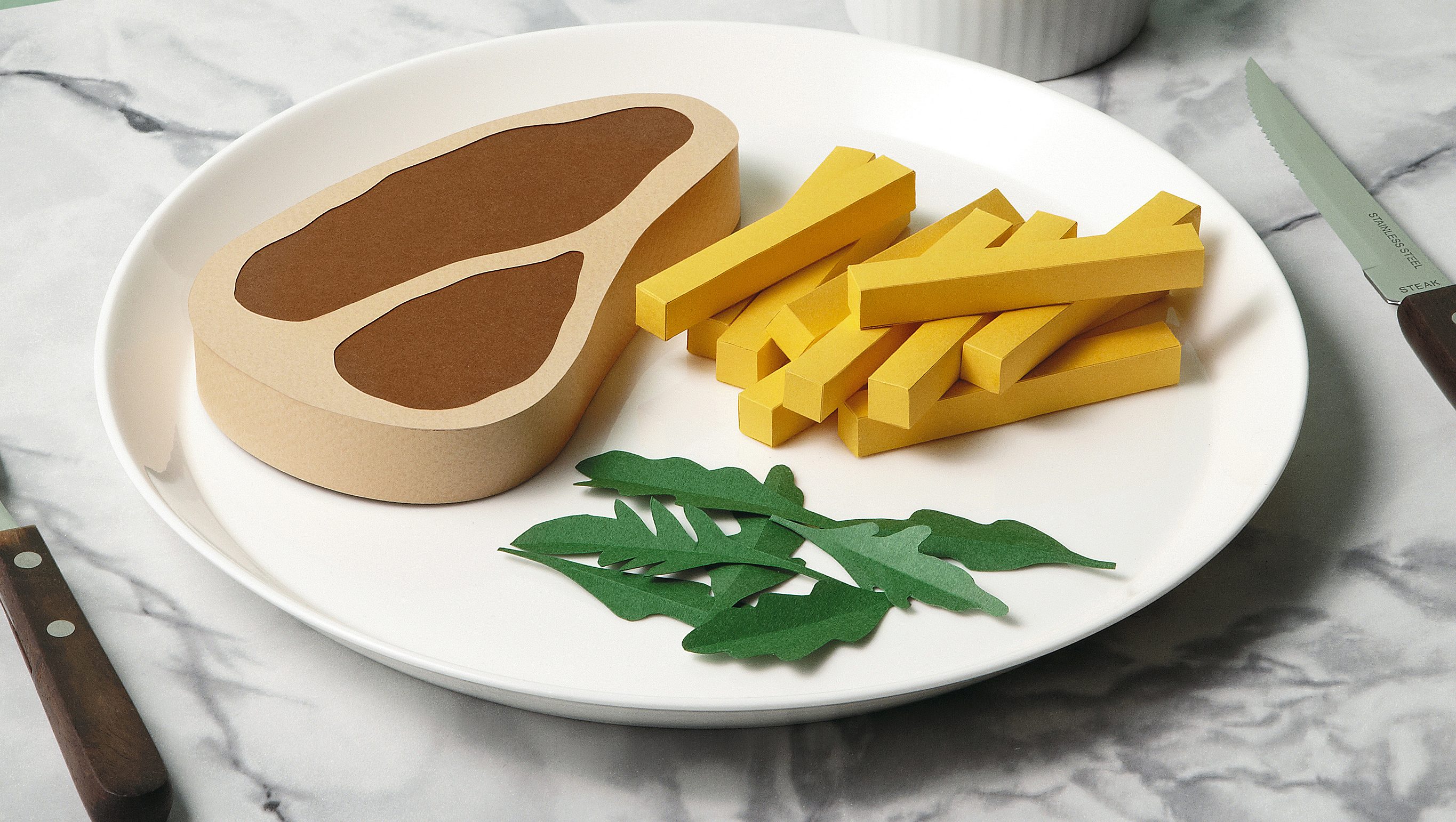 Photo illustration depicting fake steak frites (Stone/Getty Images)