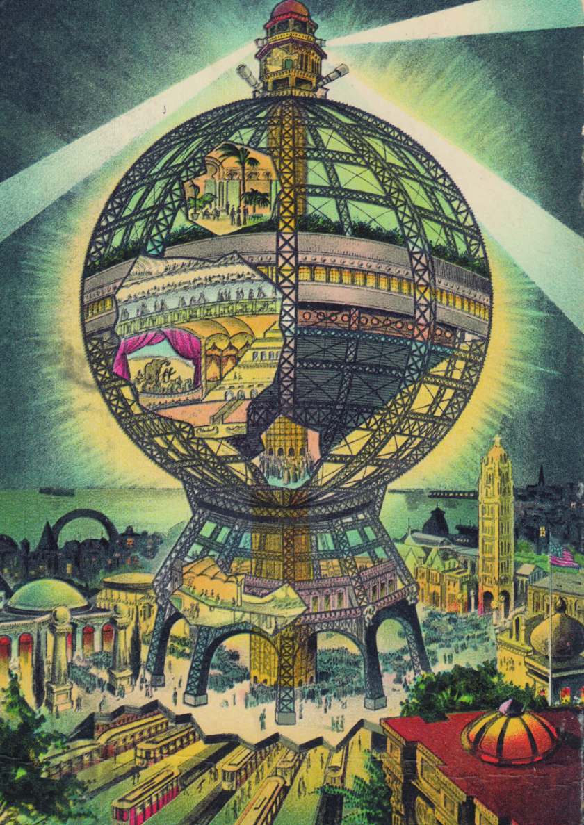 This other wordly design by Samuel Friede, a 750-tall globe with 11 rotating floors of entertainment, is the epitome of the city's endless ambitions it had at the turn of the century. (Metropolitan Books) 