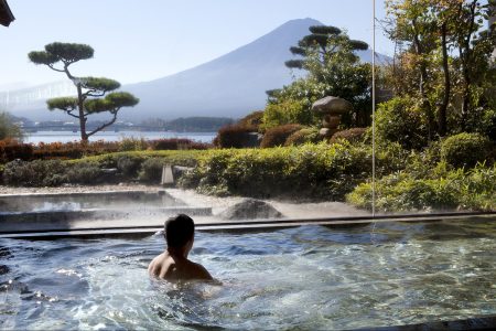 Relax in a Japanese Garden with Kawaguchi Lake  and Mount Fuji in background (Getty Images)