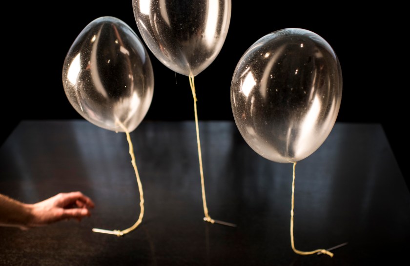 Three edible Helium Green Apple Balloons at the Alinea Restaurant in Chicago, Illinois Saturday, May 16, 2015. (Melina Mara/The Washington Post via Getty Images)