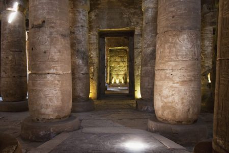 Interior view of the Hypostyle Hall at The Temple Of Seti, part of an ancient site in Abydos, Egypt (Insights/UIG via Getty Images)