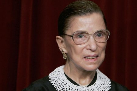 U.S. Supreme Court Justice Ruth Bader Ginsburg smiles during a photo session with photographers at the U.S. Supreme Court March 3, 2006 in Washington DC.  (Photo by Mark Wilson/Getty Images)