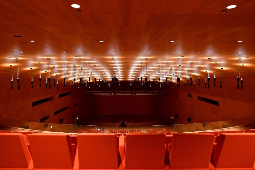 A picture shows the auditorium of the new Rome's Convention center named "The cloud" ("La Nuvola" in Italian) designed by Italian architect Massimiliano Fuksas on October 19, 2016 in the Eur business district in Rome. The congress center was inaugurated on October 29, 2016. (Alberto Pizzoli/AFP/Getty Images)