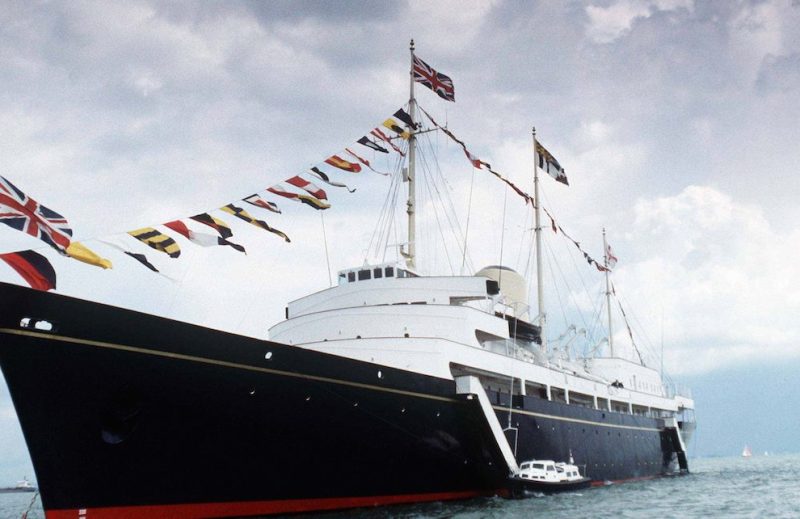 UNITED KINGDOM - JANUARY 01: Hmy Britannia At Sea With Union Jack Flags As Bunting And Royal Standards.circa 1990s (Photo by Tim Graham/Getty Images)