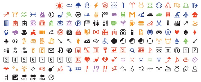 Emoji, the original set of 176, from 1999 (NTT DOCOMO, Inc.)