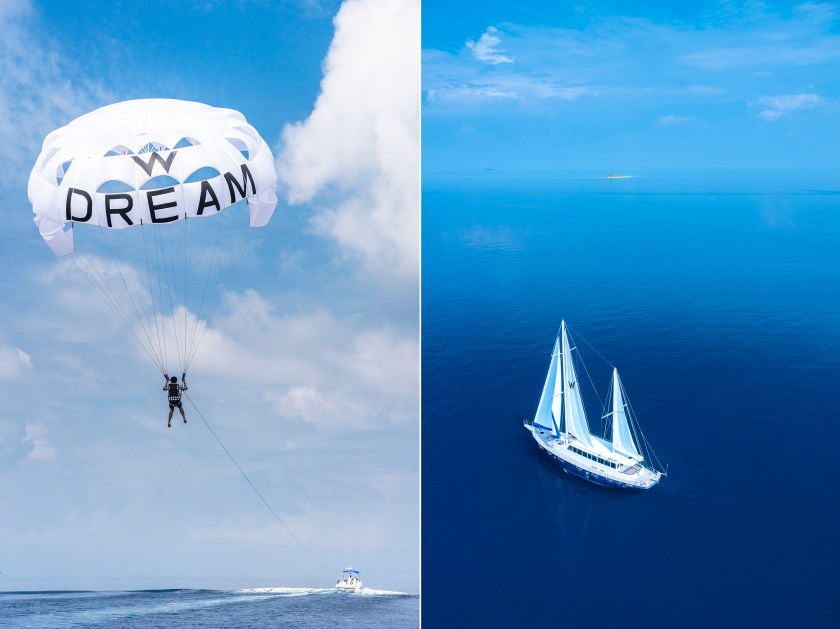 W Maldives offers activities like parasailing and day trips on its luxury yacht, Escape (Courtesy W Maldives)