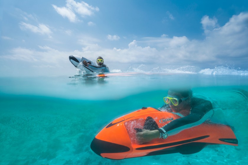 Seabobs are among the many pieces of equipment guests can rent (Courtesy W Maldives)