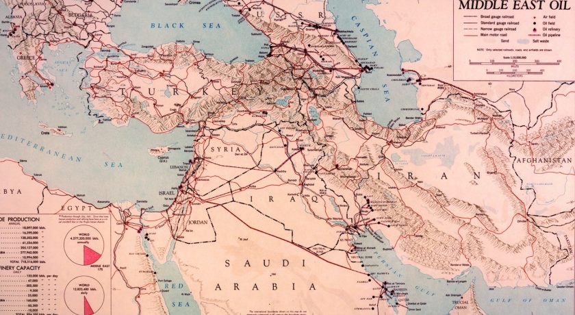 Oil capacity and production throughout the Middle East in 1951. (Central Intelligence Agency)