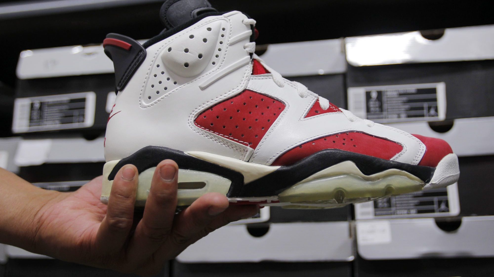 A 1991 Air Jordan seen inside "the Vault" in Brighton, Mass., June 3, 2013. (Jessica Rinaldi for The Boston Globe via Getty Images)