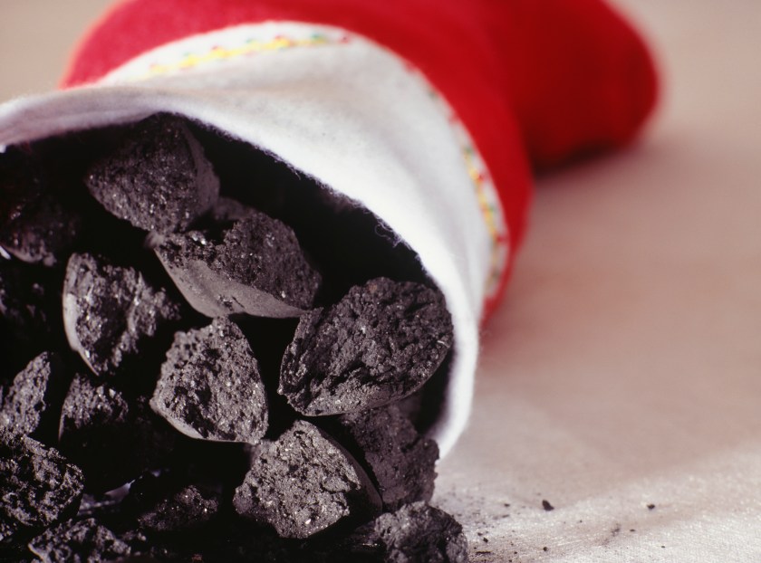 Stocking filled with coal (Getty Images)