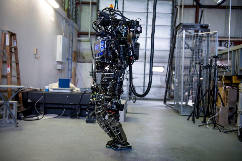 The Boston Dynamics funded Atlas robot is a part of the DARPA Robotics Challenge program. (Ann Hermes/The Christian Science Monitor via Getty Images)