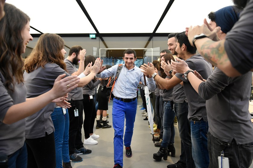 A customer is seen at the Apple Retail Store Zorlu Center for the iPhone 6s and iPhone 6s Plus now available in Turkey on October 23, 2015 in Istanbul, Turkey. (S. Alemdar/Getty Images for Apple)