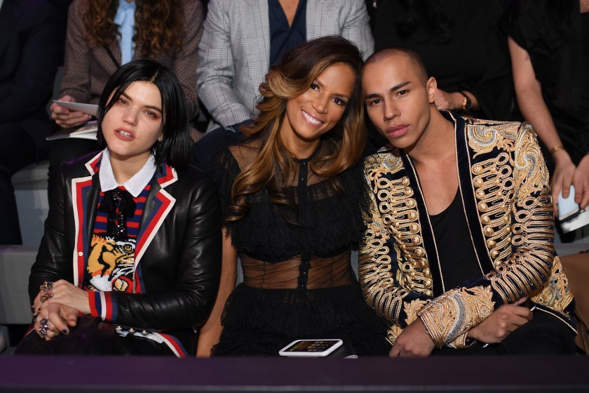 Soko, Veronica Webb and Olivier Rousteing attend the 2016 Victoria's Secret Fashion Show on November 30, 2016 in Paris, France. (Dimitrios Kambouris/Getty Images for Victoria's Secret)