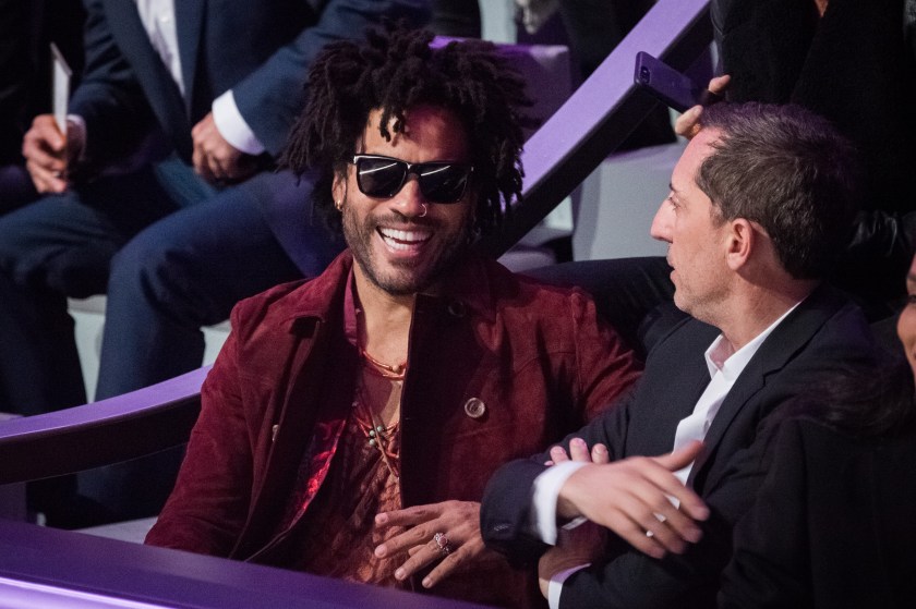 Lenny Kravitz and Gad Elmaleh attend the Victoria's Secret Fashion Show on November 30, 2016 in Paris, France. (Francois G. Durand/WireImage)