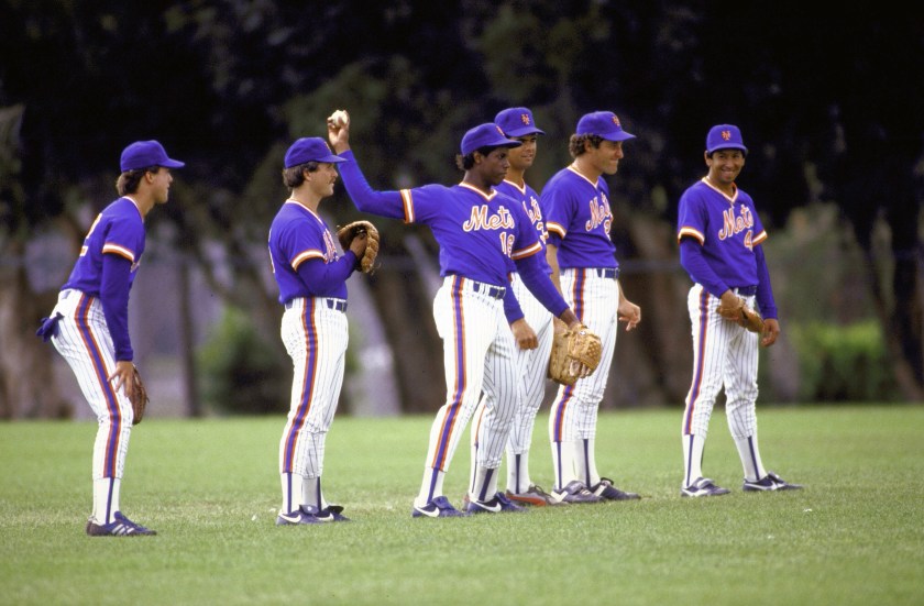 New York Mets pitcher Dwight Gooden throwing ball with other Mets pitchers during spring training. (Mickey Pfleger/The LIFE Images Collection/Getty Images)