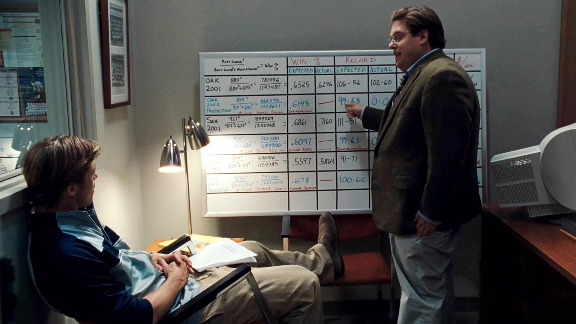 Brad Pitt, left, and Jonah Hill in the 2011 film, 'Moneyball' (Melinda Sue Gordon/Columbia Pictures/Courtesy Everett Collection)