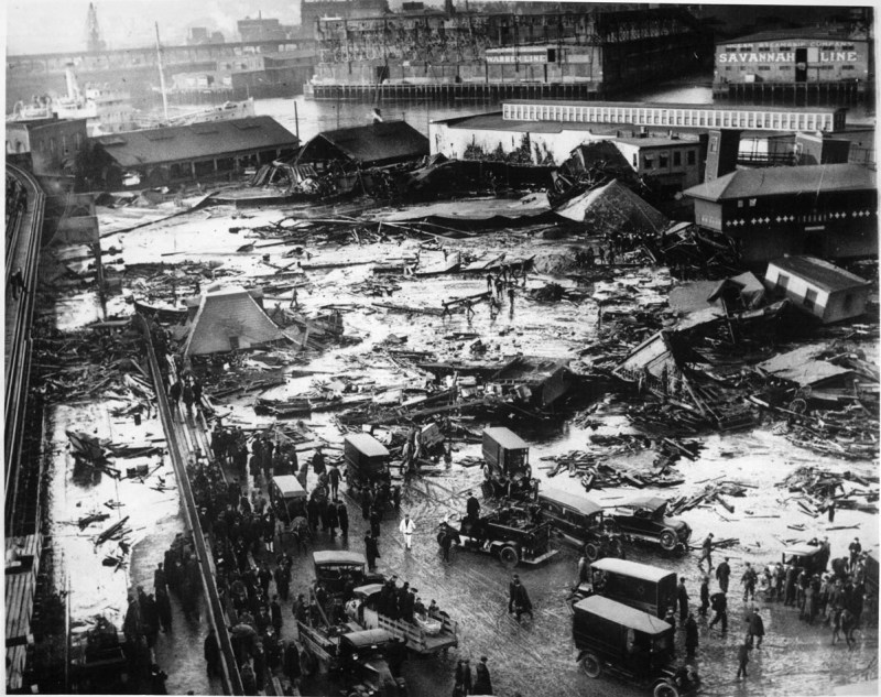 Photograph of damage caused by flood (Boston Public Library/Wikimedia Commons)