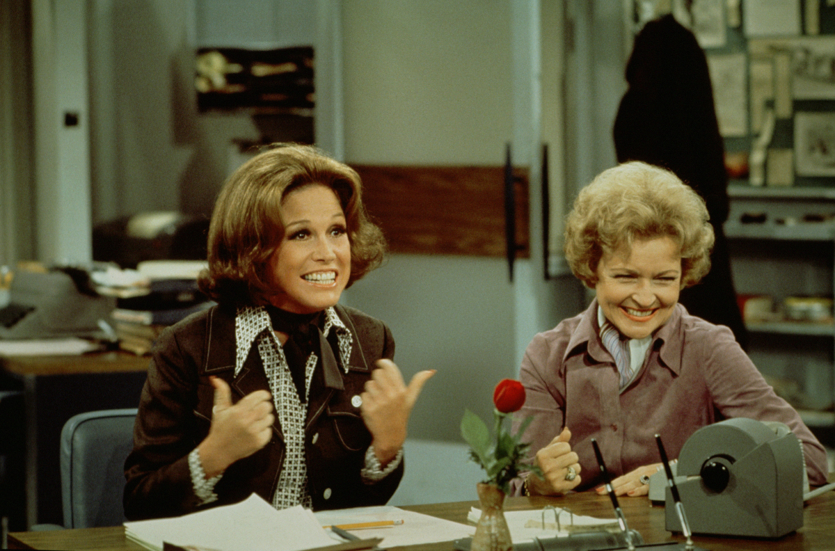 The Mary Tyler Moore Show:  Mary Tyler Moore as Mary Richards, and Betty White as Sue Ann Nivens   (CBS Photo Archive/Getty Images)