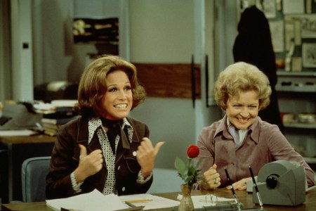 The Mary Tyler Moore Show:  Mary Tyler Moore as Mary Richards, and Betty White as Sue Ann Nivens   (CBS Photo Archive/Getty Images)