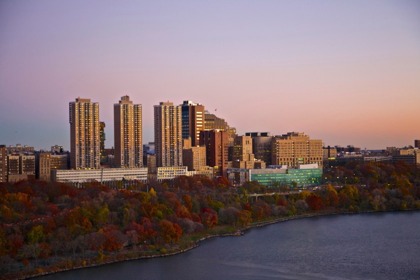 Columbia University Medical Center, seen at dusk from above Hudson River. (Getty Images)