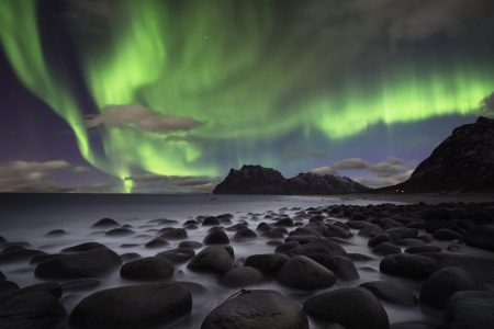 Norway at night with the beautiful Aurora borealis. (Getty Images)