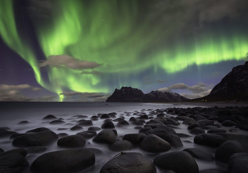 Norway at night with the beautiful Aurora borealis. (Getty Images)