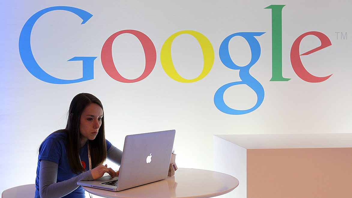 SAN FRANCISCO, CA - JUNE 06: A Google employee works on a laptop before the start of a new conference about Google Maps on June 6, 2012 in San Francisco, California. Google announced new upgrades to Google maps including a feature to download maps and view offline, better 3D mapping and a backpack camera device called Trekker that will allow Street View to go offroad on hiking trails and places only accessible by foot. (Photo by Justin Sullivan/Getty Images)