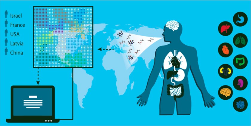 Exhaled breathe contains oxygen, carbon dioxide, and a small amount of over 100 different chemical compounds. (American Chemical Society)