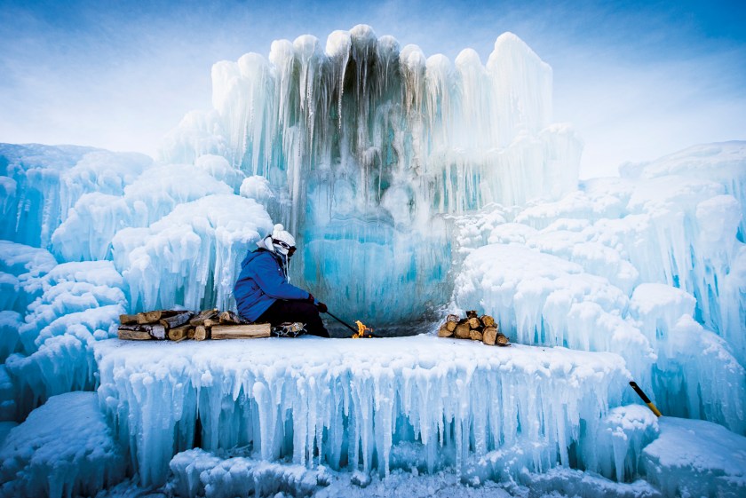 "On one of the coldest days last winter, I was inspired to capture the luminous structure of this frozen fire pit. I loved the contrast of fire and ice, as well as the way both the blue light and ash-covered icicles framed my subject Halley Coxson. A big challenge was the near -30oC temperature, which caused my camera to malfunction and halted shooting until I was able to warm things up with some body heat." (Kirsten Quist) 